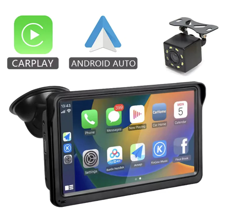 Slimme 7-Inch Auto Display met Draadloze CarPlay – Navigatie en Entertainment Zonder Gedoe